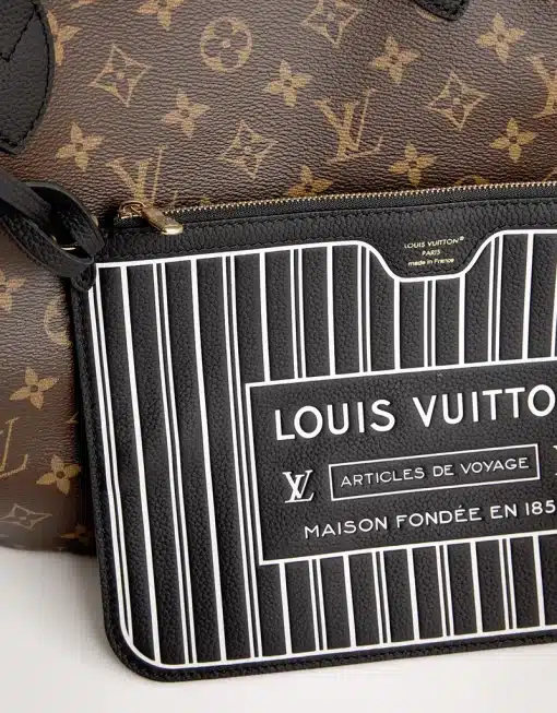 Louis Vuitton Monogram Calfskin Neo Neverfull Inside Out MM Black. - Image 3