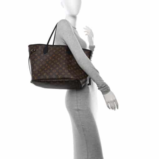 Louis Vuitton Monogram Calfskin Neo Neverfull Inside Out MM Black. - Image 4