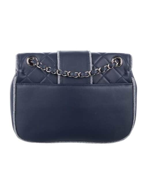 CHANEL Navy 2019 Quilted Lambskin and Metallic Trim Elementary Chic Shoulder Bag - Image 9