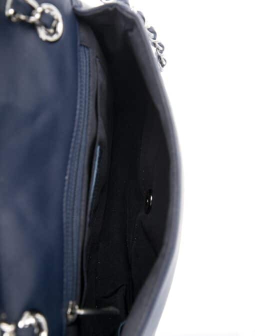 CHANEL Navy 2019 Quilted Lambskin and Metallic Trim Elementary Chic Shoulder Bag - Image 10