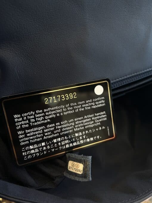 CHANEL Navy 2019 Quilted Lambskin and Metallic Trim Elementary Chic Shoulder Bag - Image 12