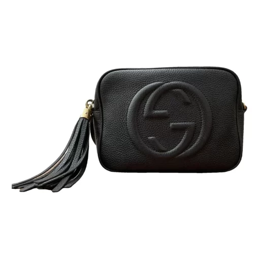 GUCCI Pebbled Calfskin Small Soho Disco Bag Black Crossbody. - Image 4