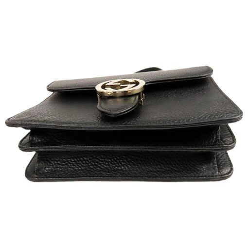 GUCCI Dollar Calfskin Small Interlocking G Shoulder Crossbody Bag Black - Image 4