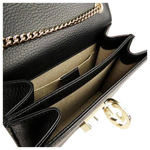 GUCCI Dollar Calfskin Small Interlocking G Shoulder Crossbody Bag Black - Image 5