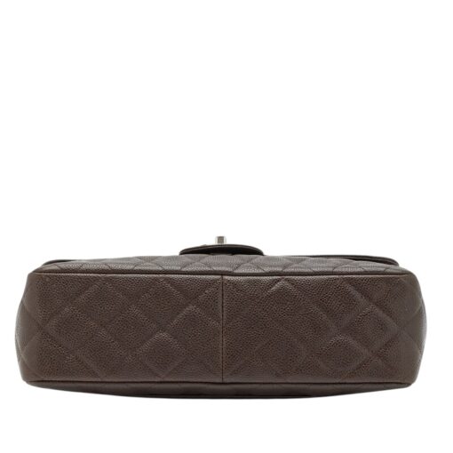 Chanel Dark Brown Quilted Caviar Jumbo Classic Single Flap Bag Silver Hardware - Image 11