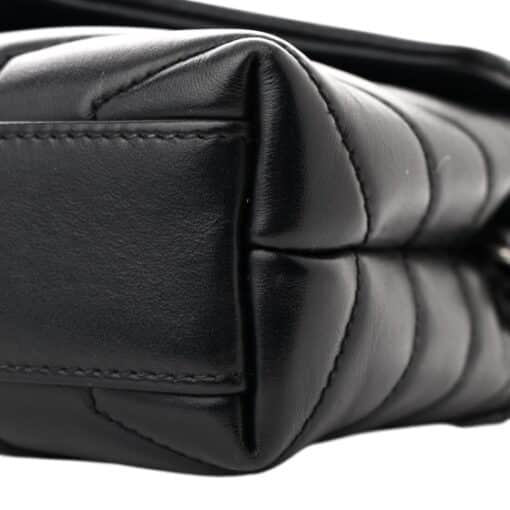 SAINT LAURENT Calfskin Y Quilted Monogram Toy Loulou Crossbody Bag Black - Image 7