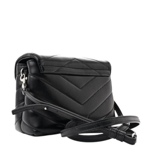 SAINT LAURENT Calfskin Y Quilted Monogram Toy Loulou Crossbody Bag Black - Image 10