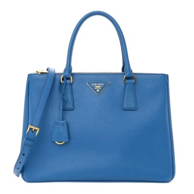 PRADA Saffiano Medium Galleria Double Zip Tote Sea Blue.
