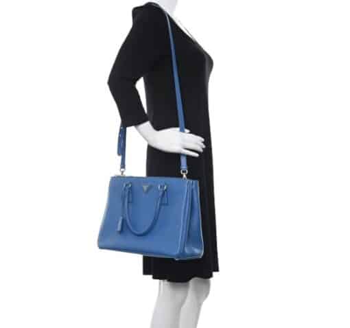 PRADA Saffiano Medium Galleria Double Zip Tote Sea Blue. - Image 10
