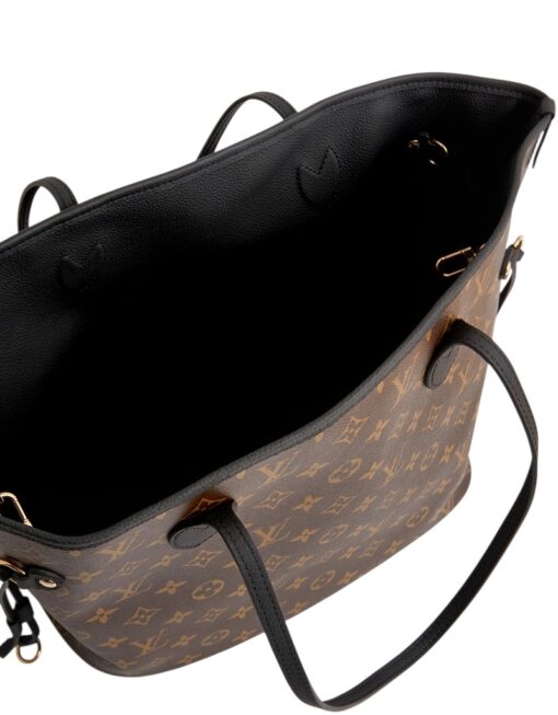 Louis Vuitton Monogram Calfskin Neo Neverfull Inside Out MM Black. - Image 10