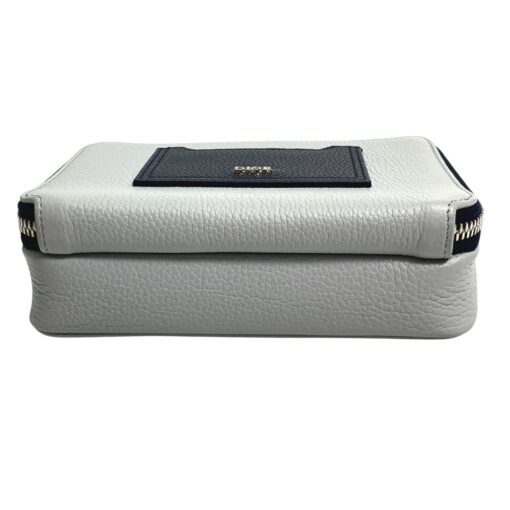 CHRISTIAN DIOR Grained Calfskin Playful Messenger Bag in Navy/Grey - Image 4