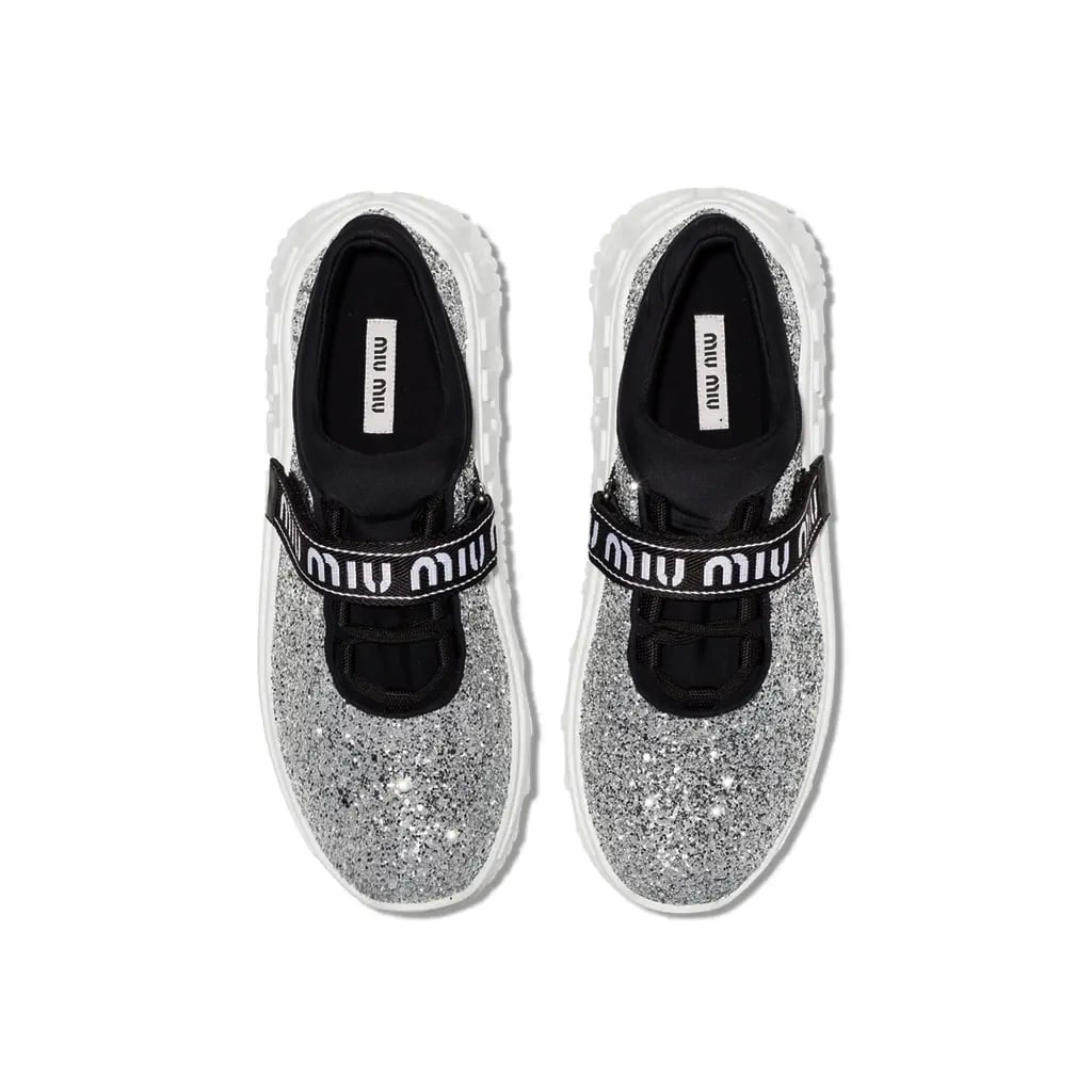 MIU MIU Glitter Logo Strap Chunky Sneakers (Size 37) - Image 2