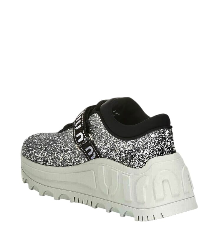 MIU MIU Glitter Logo Strap Chunky Sneakers (Size 37) - Image 3