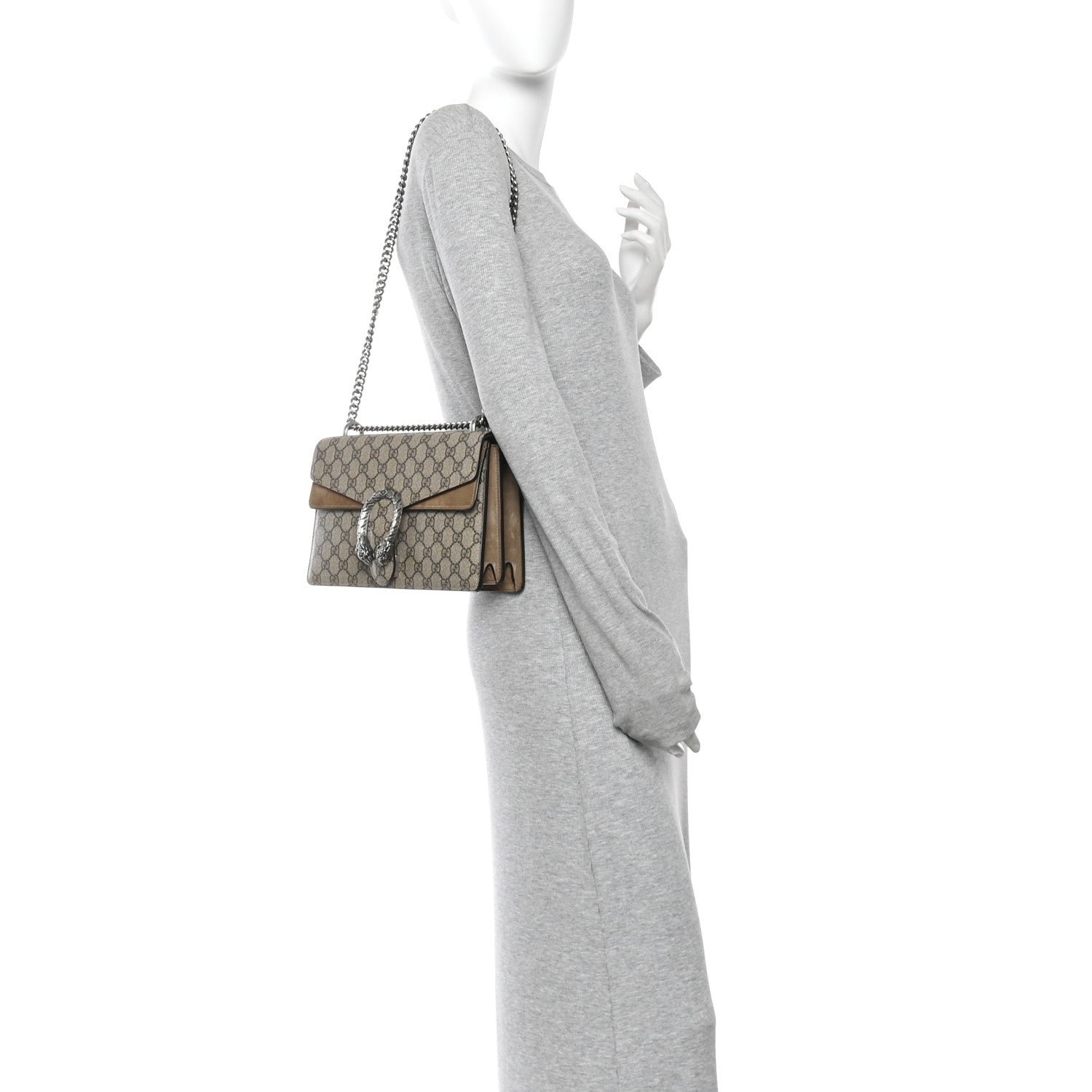GUCCI GG Supreme Monogram Small Dionysus Shoulder Bag Taupe - Image 3