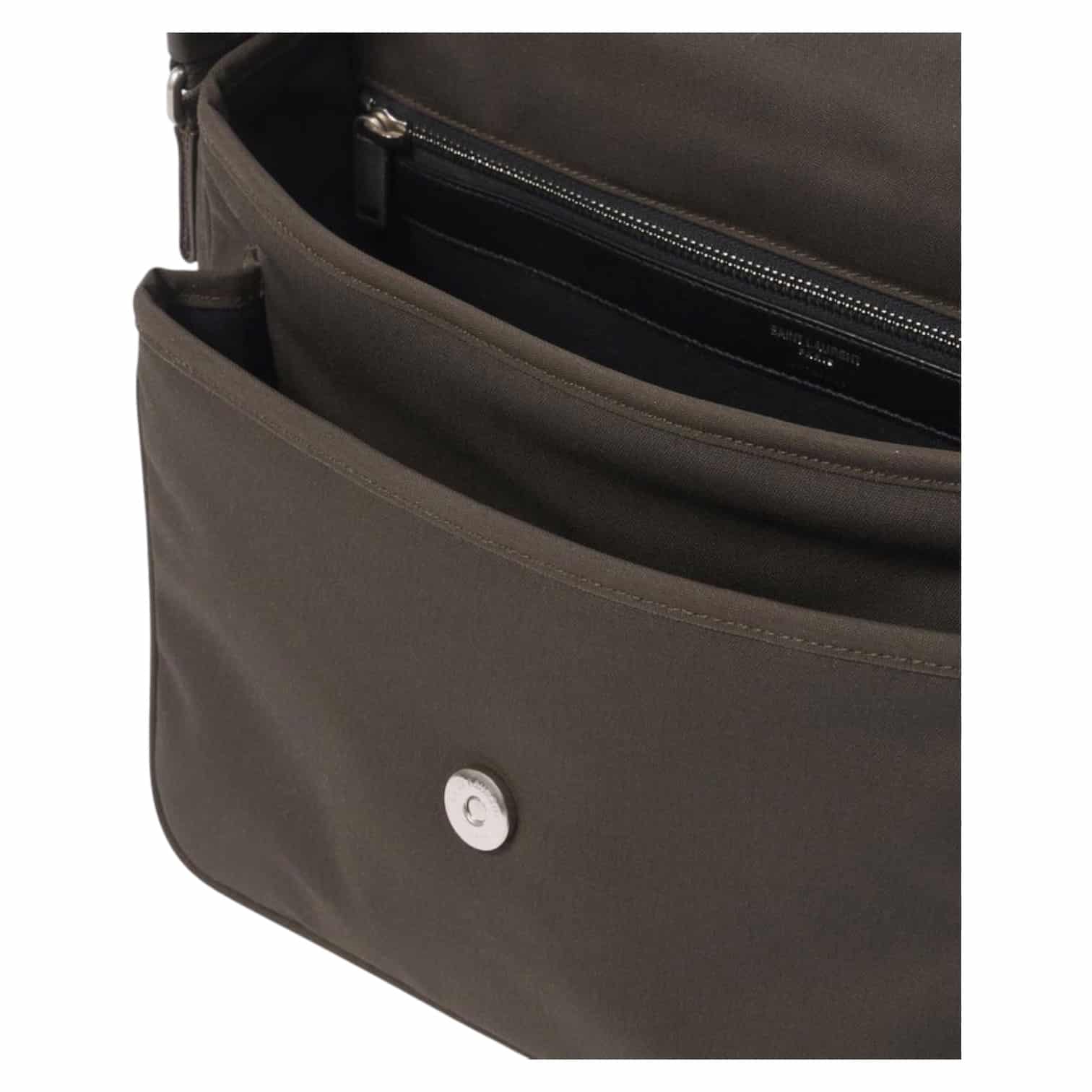 SAINT LAURENT Niki Canvas Messenger Bag in Dark Green. - Image 4
