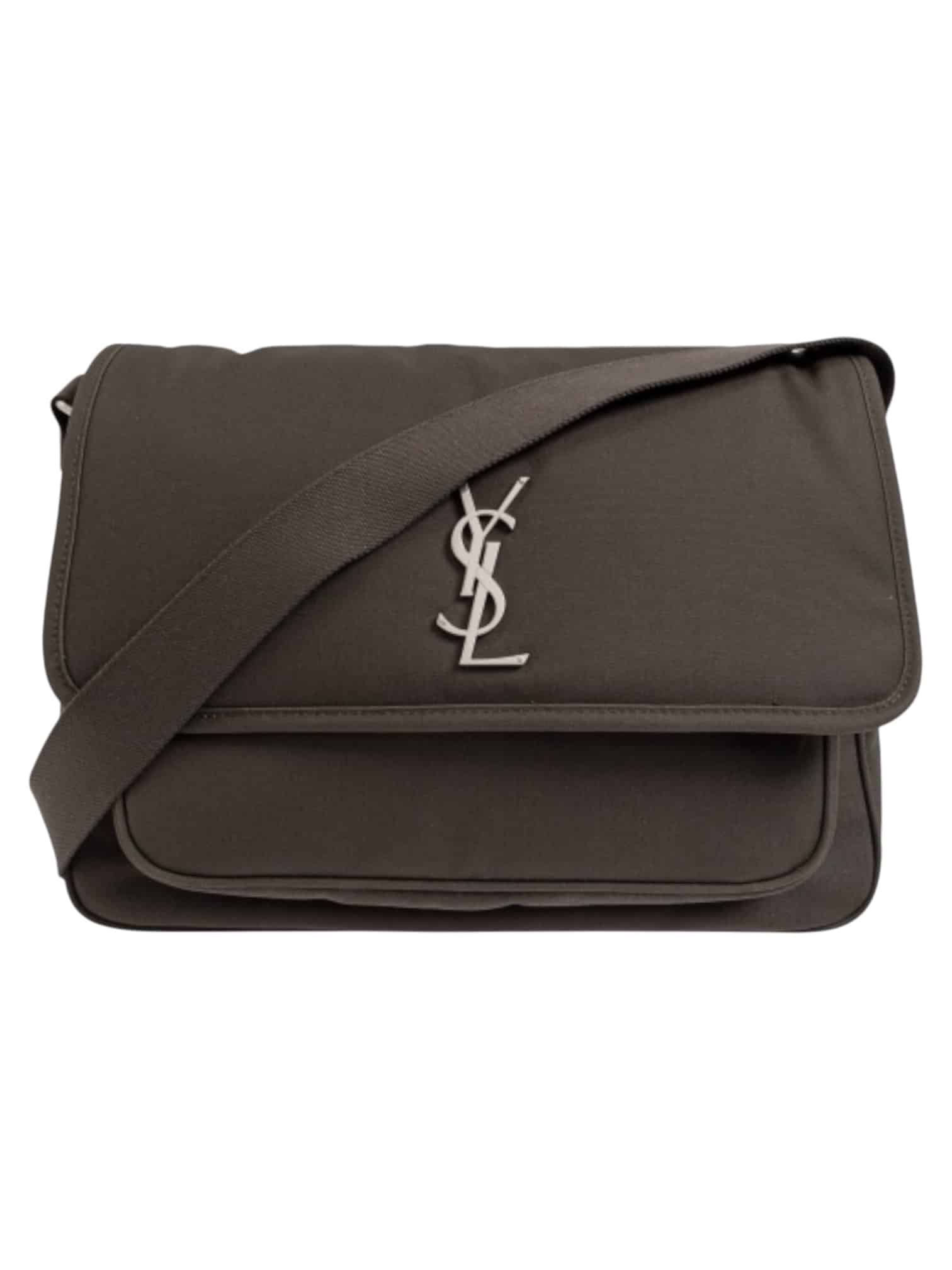 SAINT LAURENT Niki Canvas Messenger Bag in Dark Green. - Image 10