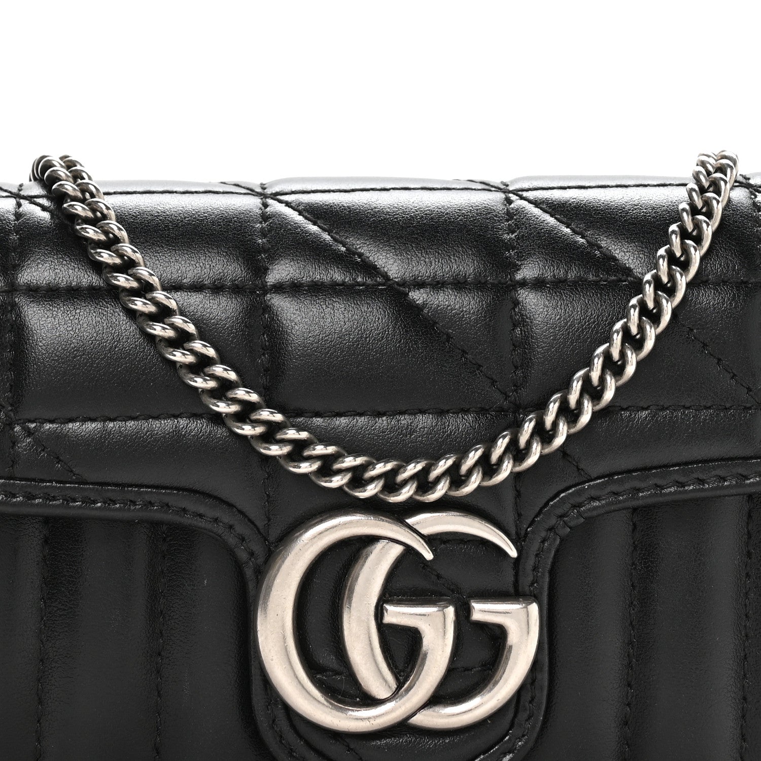GUCCI Calfskin Matelasse Aria Super Mini GG Marmont Crossbody Bag in Black - Image 4