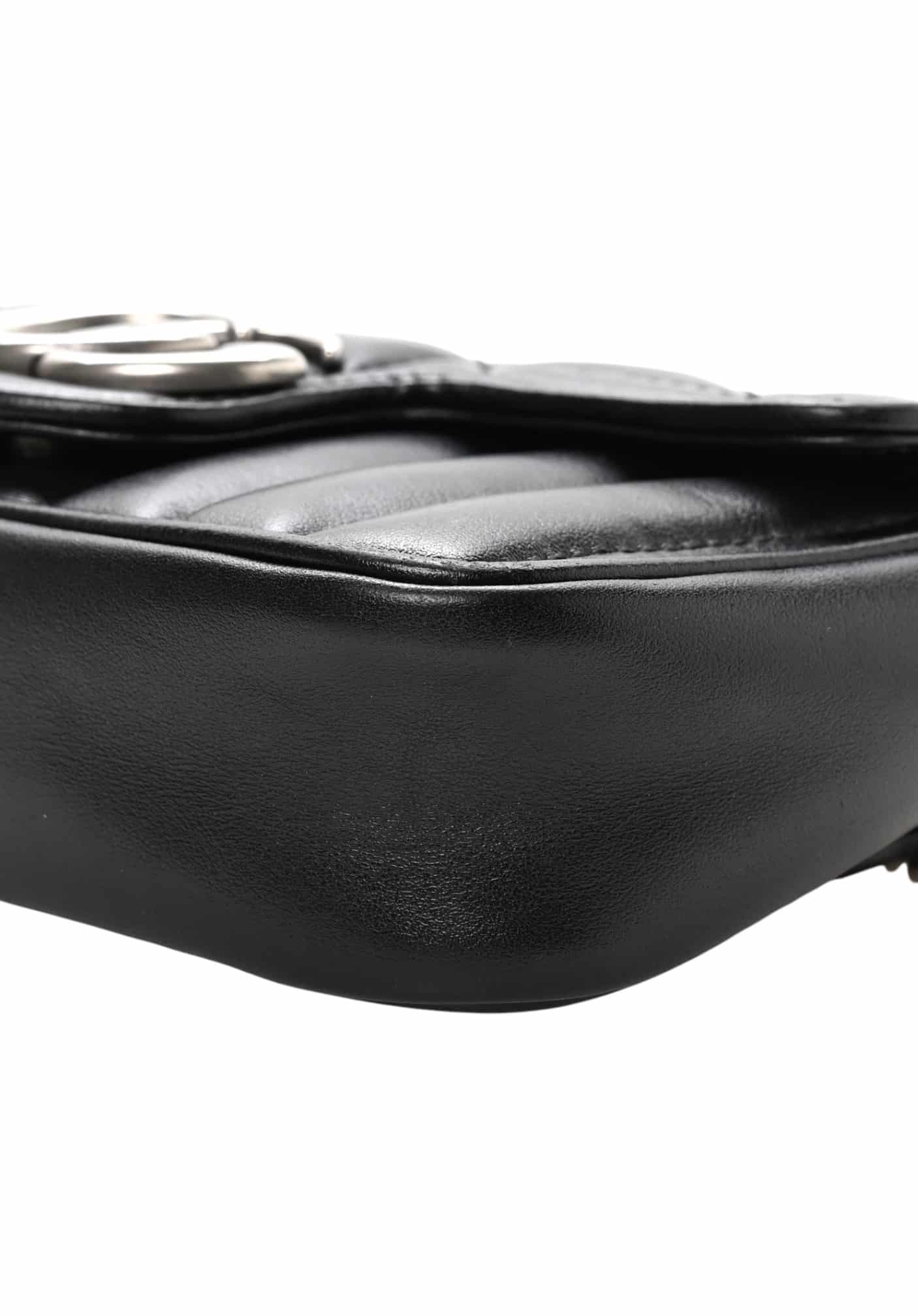 GUCCI Calfskin Matelasse Aria Super Mini GG Marmont Crossbody Bag in Black - Image 5