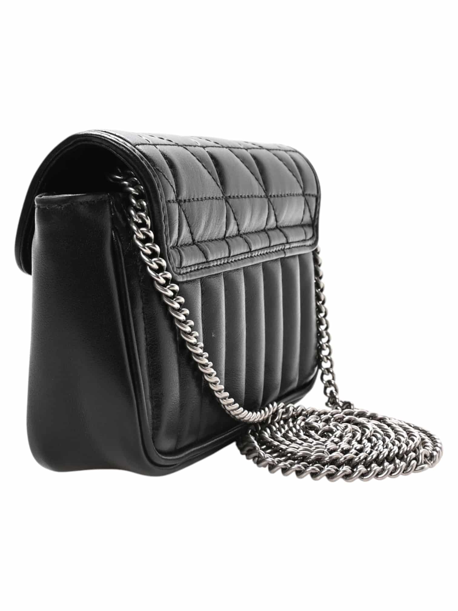 GUCCI Calfskin Matelasse Aria Super Mini GG Marmont Crossbody Bag in Black - Image 8