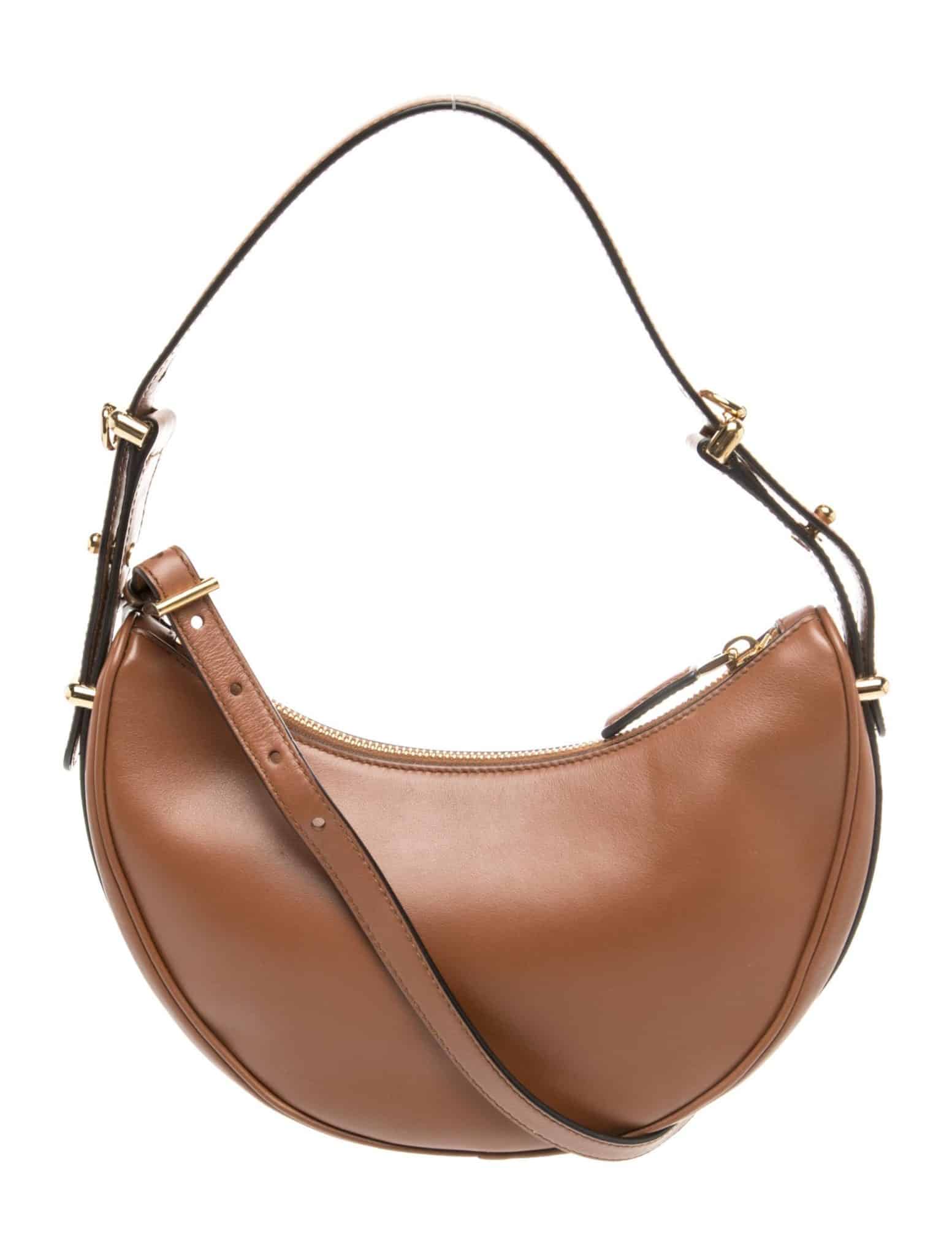 PRADA Soft Calfskin Arque Shoulder Bag Cognac - Image 3
