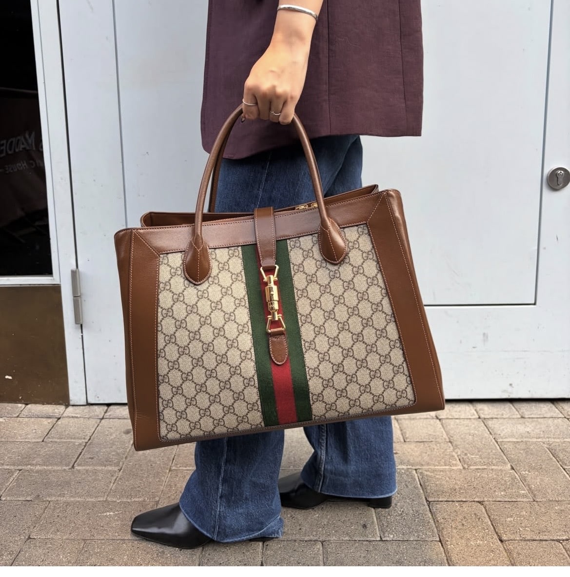 Gucci Gucci GG Supreme & Web Jackie 1961 Large Tote Bag - Image 13