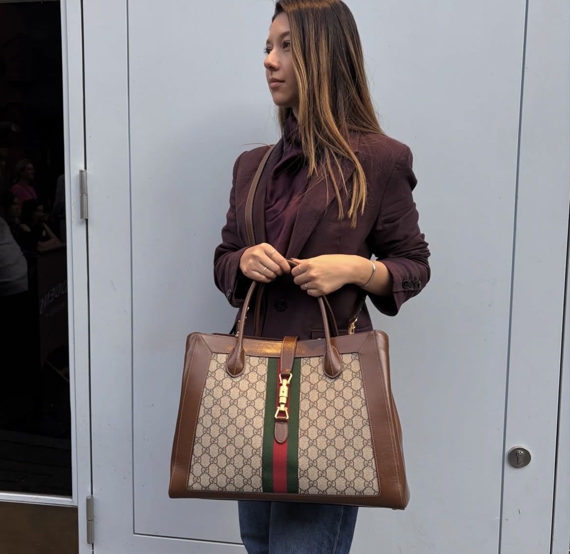 Gucci Gucci GG Supreme & Web Jackie 1961 Large Tote Bag
