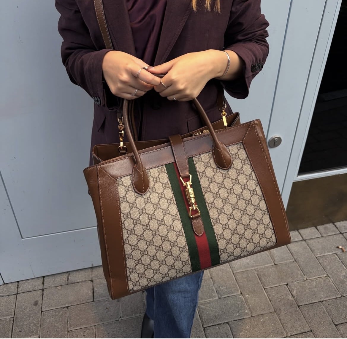 Gucci Gucci GG Supreme & Web Jackie 1961 Large Tote Bag - Image 14