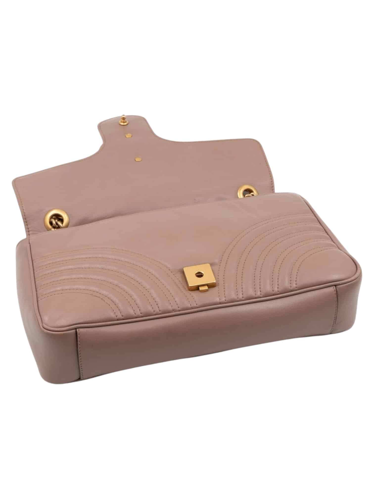 GUCCI Calfskin Matelasse Medium GG Marmont Shoulder Bag Porcelain Rose - Image 5