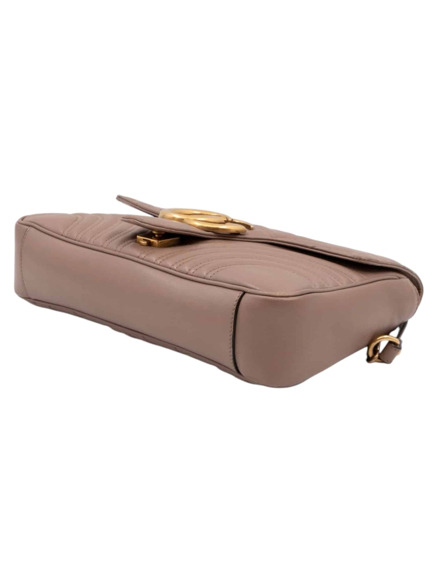 GUCCI Calfskin Matelasse Medium GG Marmont Shoulder Bag Porcelain Rose - Image 7