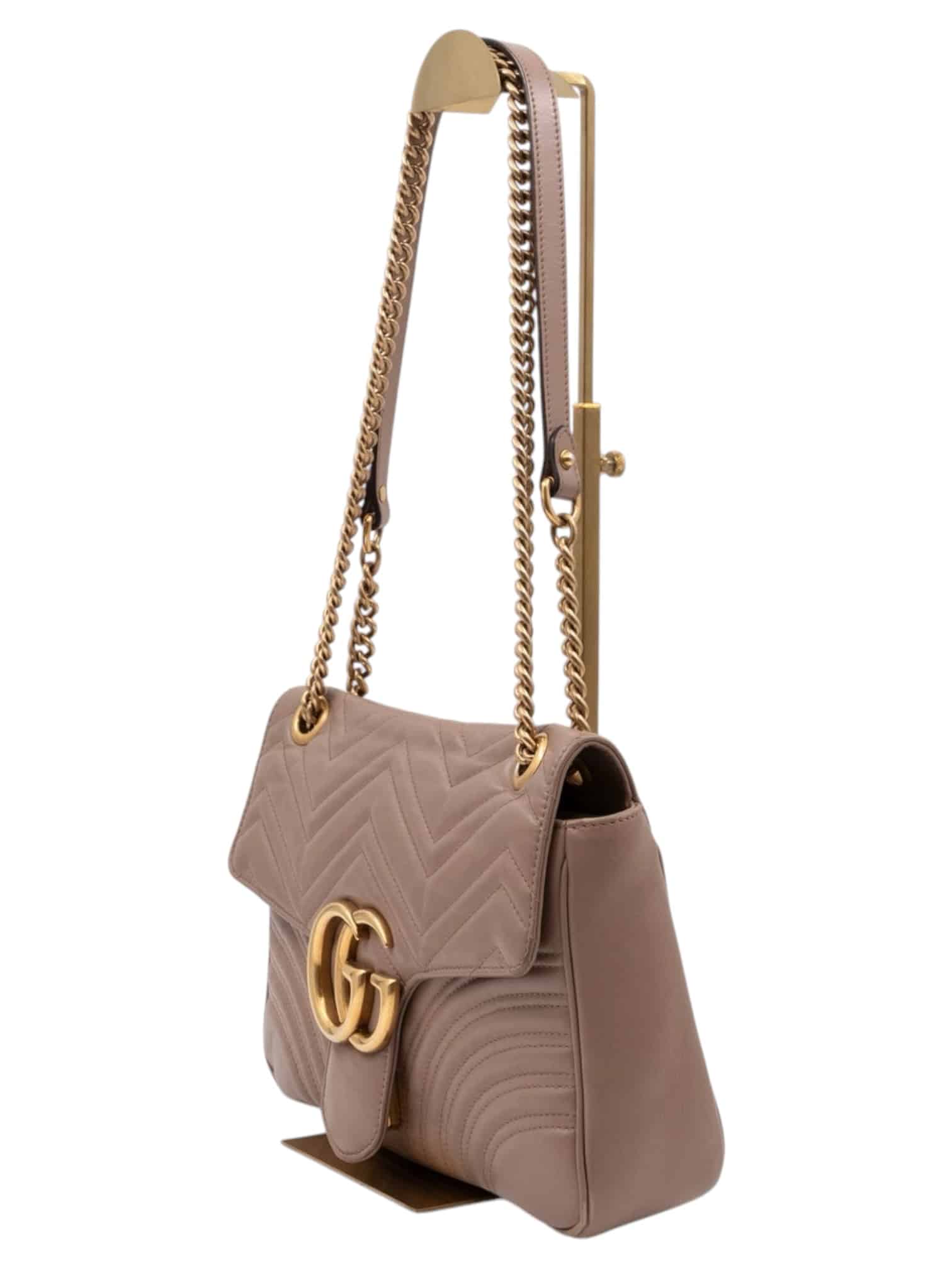 GUCCI Calfskin Matelasse Medium GG Marmont Shoulder Bag Porcelain Rose - Image 9