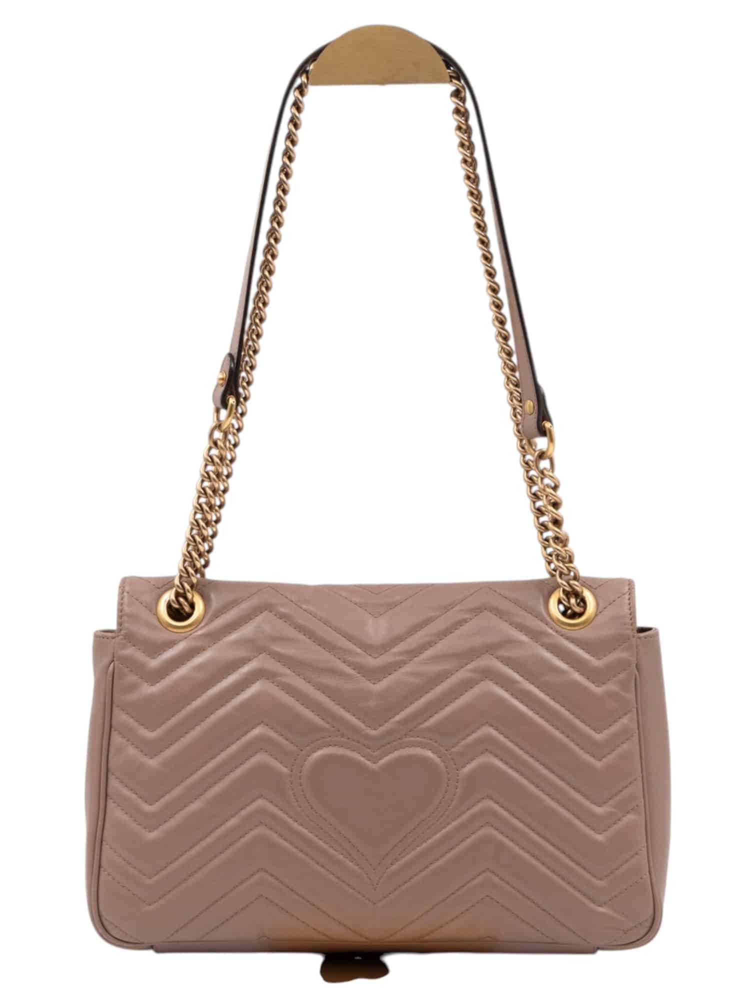 GUCCI Calfskin Matelasse Medium GG Marmont Shoulder Bag Porcelain Rose - Image 10