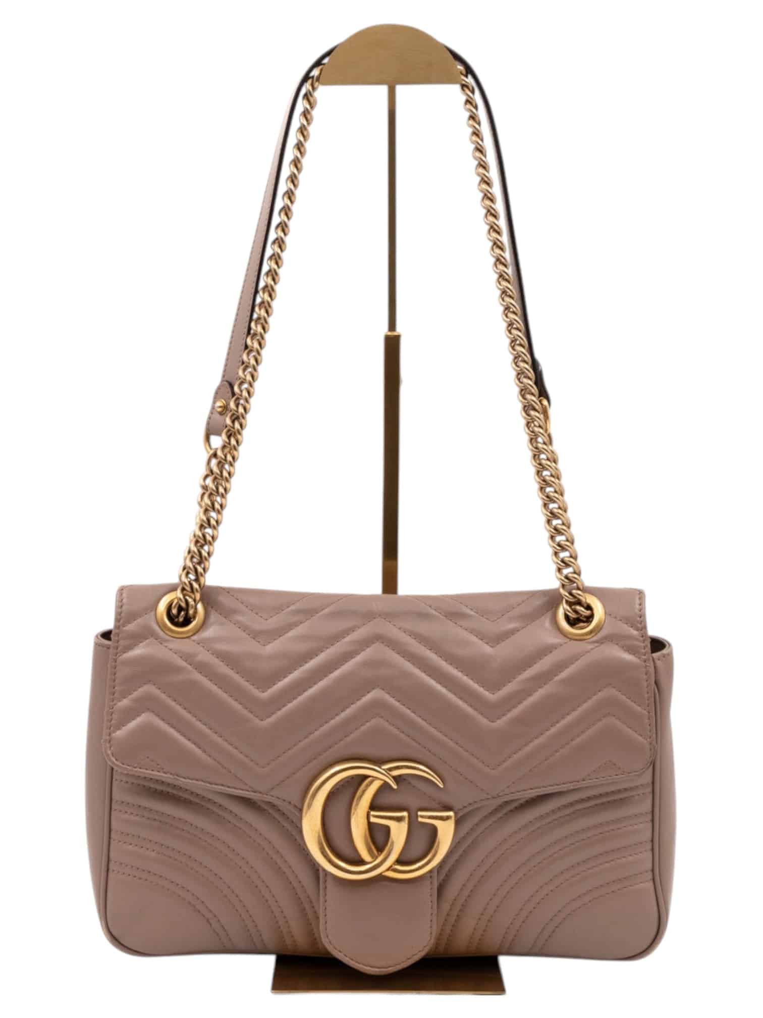 GUCCI Calfskin Matelasse Medium GG Marmont Shoulder Bag Porcelain Rose - Image 11