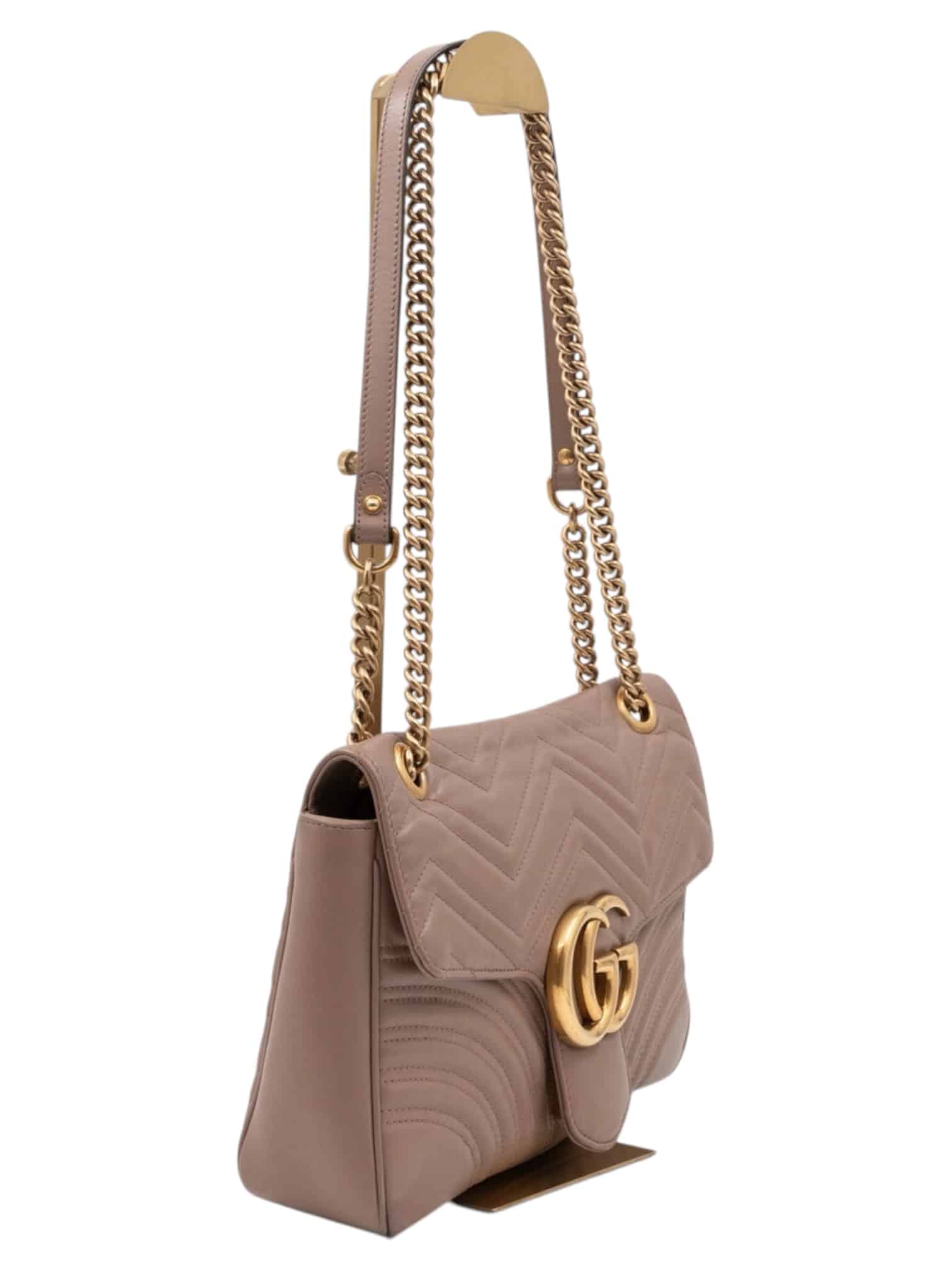 GUCCI Calfskin Matelasse Medium GG Marmont Shoulder Bag Porcelain Rose - Image 12