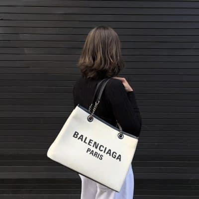 BALENCIAGA Canvas Tote in Beige.
