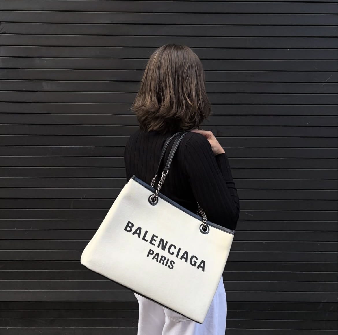 BALENCIAGA Canvas Tote in Beige.