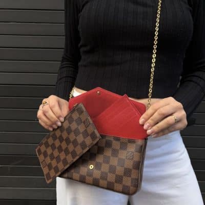 Louis Vuitton Damier Ebene Pochette Felicie Wallet on Chain