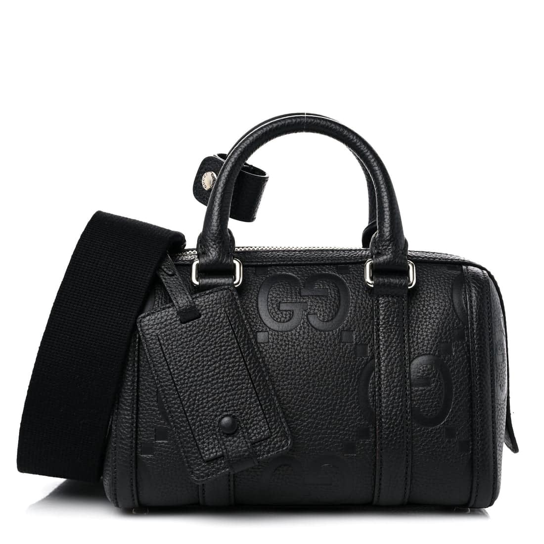 GUCCI Piuma Calfskin Jumbo GG Embossed Mini Duffle Crosbody Bag in Black. - Image 2