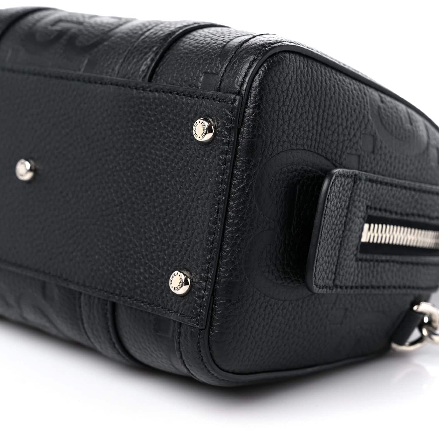 GUCCI Piuma Calfskin Jumbo GG Embossed Mini Duffle Crosbody Bag in Black. - Image 7
