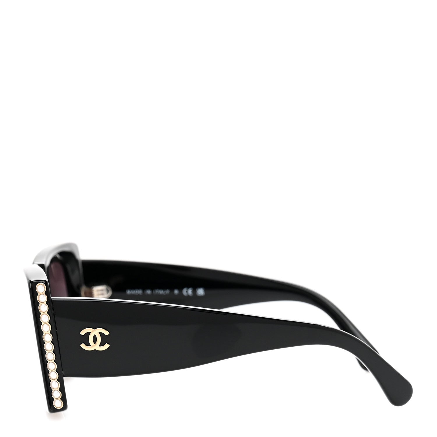 CHANEL Acetate Pearl Rectangle Ladies Sunglasses Black - Image 2