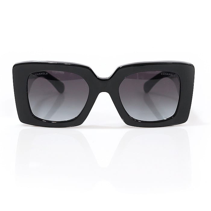 CHANEL Acetate Pearl Rectangle Ladies Sunglasses Black - Image 6