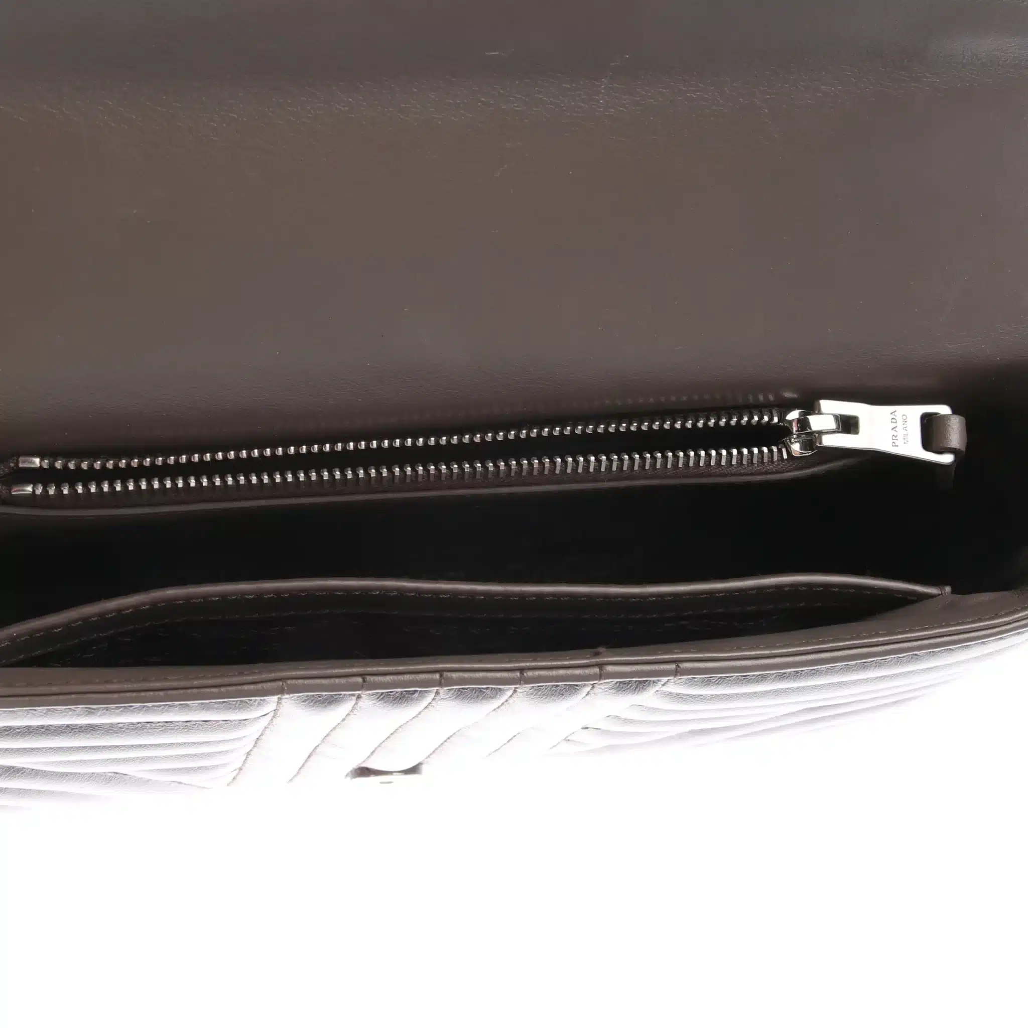 PRADA Soft Calfskin Impunture Diagramme Medium Chain Flap Shoulder Bag Bambu - Image 4
