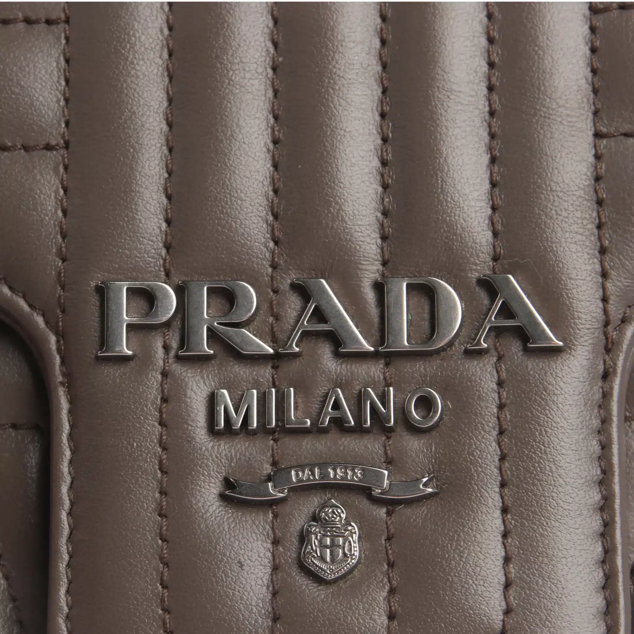 PRADA Soft Calfskin Impunture Diagramme Medium Chain Flap Shoulder Bag Bambu - Image 6