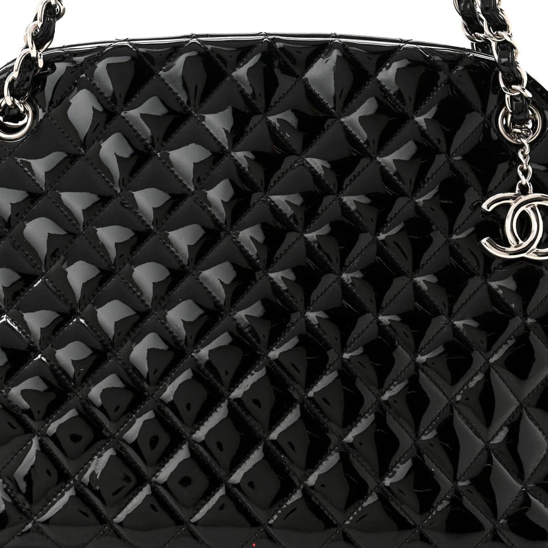 CHANEL Patent Quilted Just Mademoiselle Bowling Bag Black - Image 2