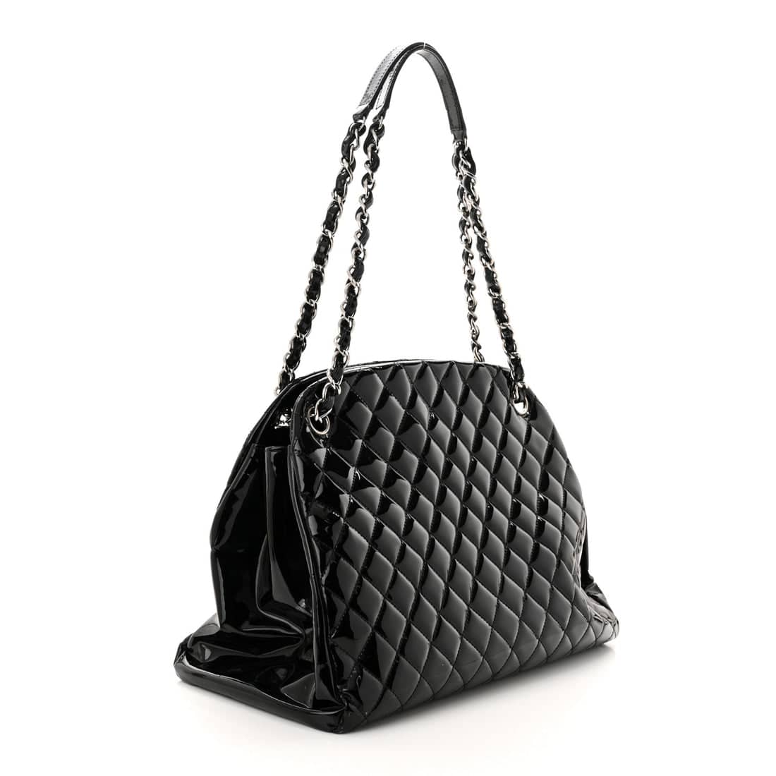 CHANEL Patent Quilted Just Mademoiselle Bowling Bag Black - Image 6