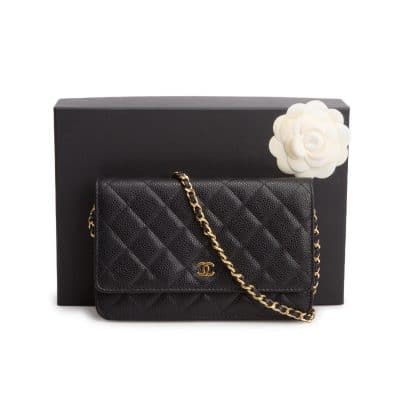 CHANEL Caviar Quilted Wallet On Chain WOC Black