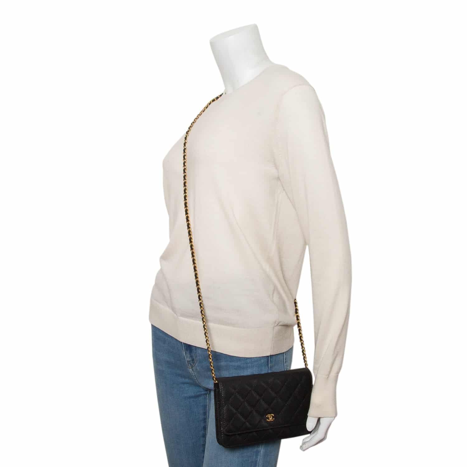 CHANEL Caviar Quilted Wallet On Chain WOC Black - Image 12