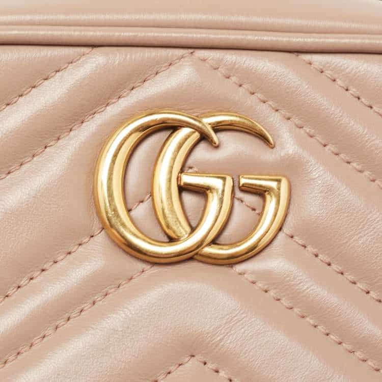 GUCCI Calfskin Matelasse Mini GG Marmont Chain Crossbody Bag Porcelain Rose - Image 2