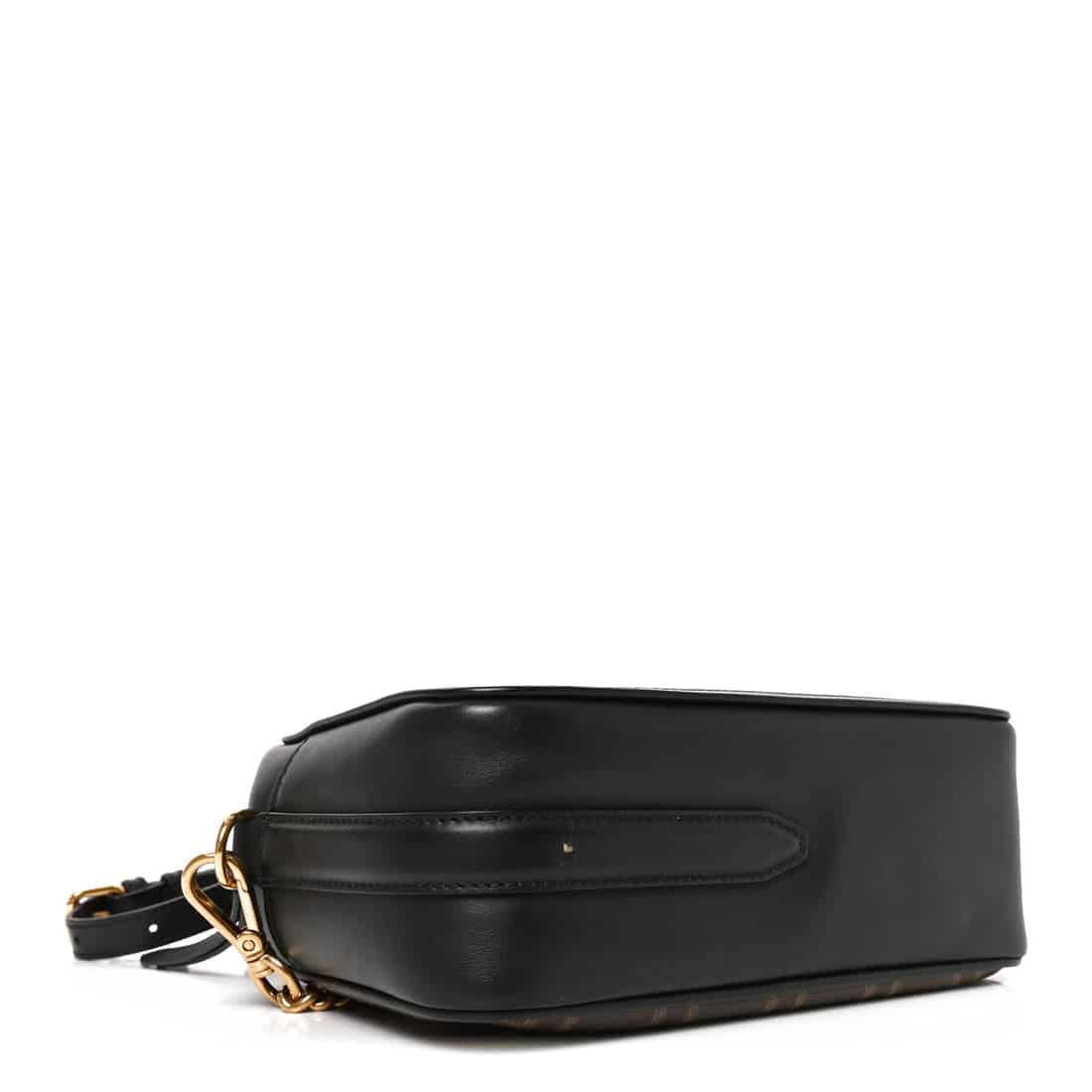 FENDI Glazed Fabric Vitello Century FF 1974 Stamp Patch Camera Case Mogano Panna Black - Image 4