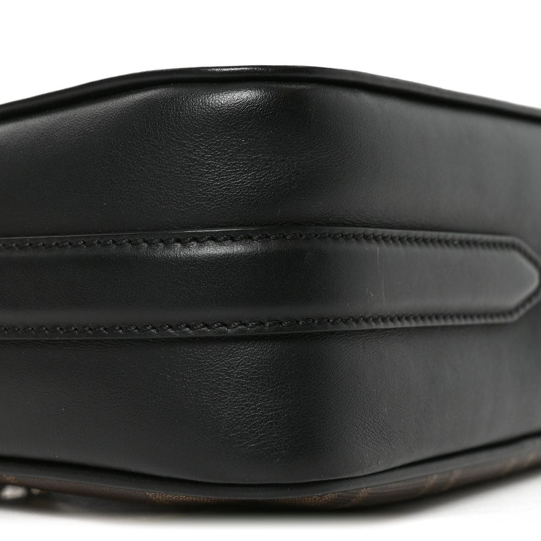 FENDI Glazed Fabric Vitello Century FF 1974 Stamp Patch Camera Case Mogano Panna Black - Image 9
