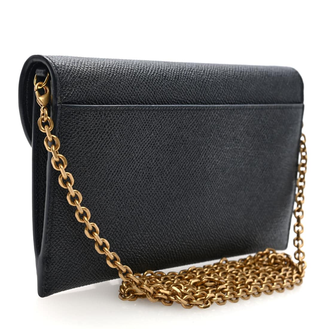 CHRISTIAN DIOR Grained Calfskin Saddle Wallet on Chain in Black - Image 4